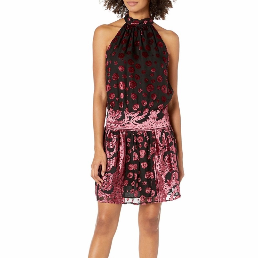 Ramy Brook Naima Velvet Burnout Short Dress XS